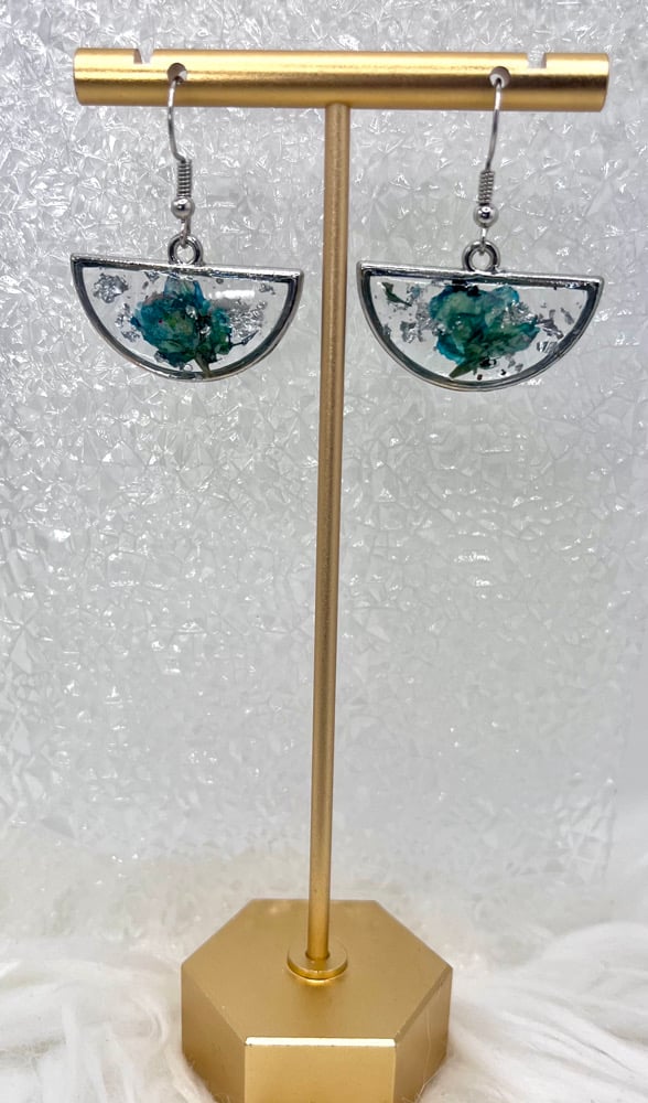 Image of SILVER BLUE ROSE DANGLES