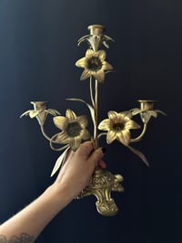 Image 3 of Magnifique candélabre d’église dit « bouquet » avec 3 feux et 6 fleurs de lys, début 1900