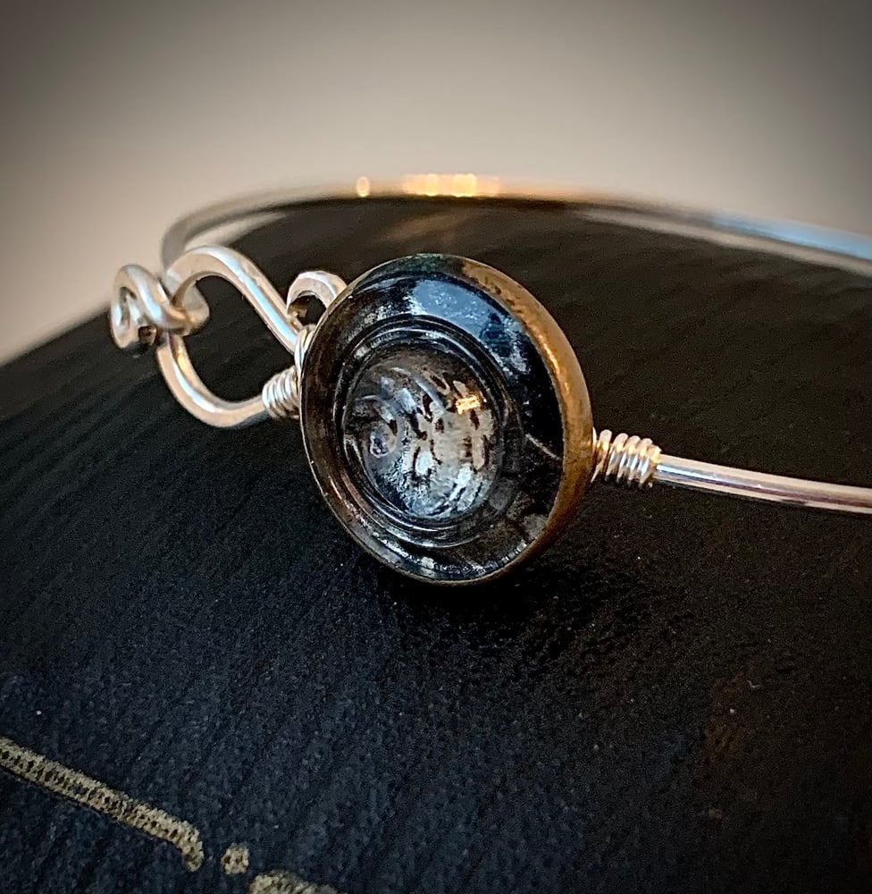 Image of "Noir" Silver Button Bracelet