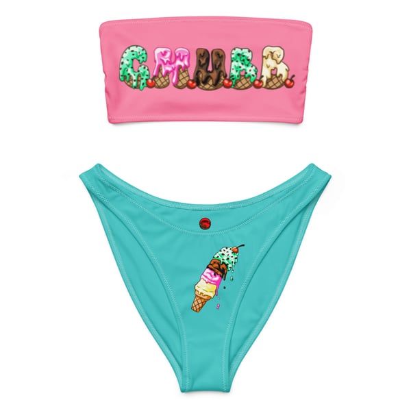 Image of “Aquaberry Swirl” Soft Serve C.H.U.B.B. Cream Bandeau Bikini