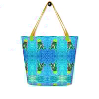 Image 2 of ArtxAdrienne "Pinapple Upside Down Pool Float" XL Tote Bag