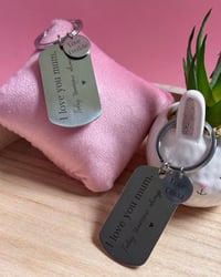 Image 1 of Personalised 'I love you mum' metal laser engraved keyrings