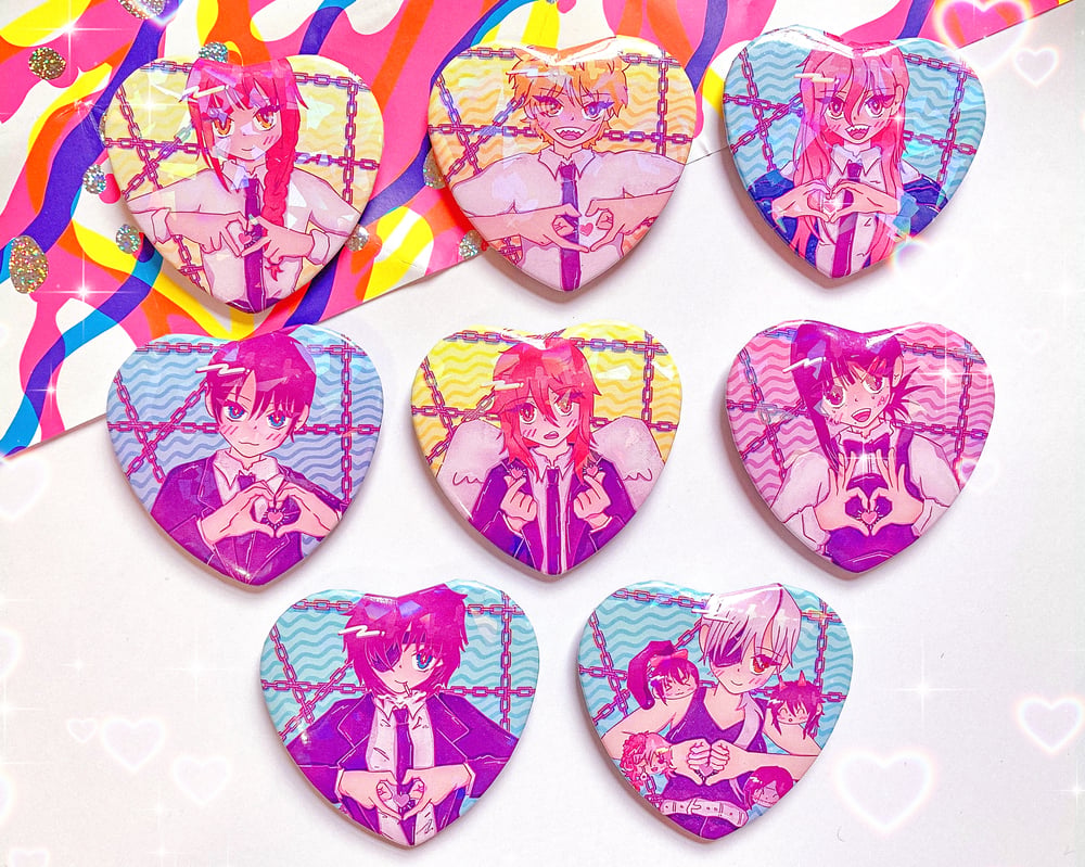 Image of Chainsaw Man | 2.25" Heart Badges