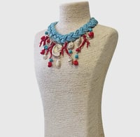 Image 3 of Coral Blue & Red Necklace