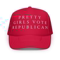 Image 1 of Pretty Girls Vote Republican - Red Foam trucker hat from PatriotsCo.com