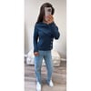 Blue Off The Shoulder Side Button Jumper 