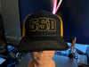 Gold SSD Outline Logo Black and Gold Trucker Snapback Cap