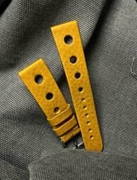 Hand-rolled Rally Yellow Calfskin watch strap