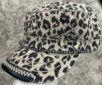 Image 1 of Leather Bill Brown Leopard Cadet Hat Guns