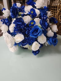 Image 1 of Royal blue and white flower balls 40 cm for rent only 