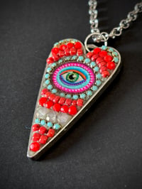 Image 2 of Mystic Eye Heart Necklace - Orange/Turquoise