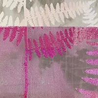 Image 4 of Botanical Monotype ~  Fern, Beige, Cream, Dark Pink & Lilac ~  8x10 Inch Mat 