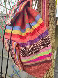 Image 5 of MALIA Mexican Baja woven fabric Backpack - RED