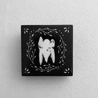 Image 1 of Tooth Three Linocut Print On Wooden Panel