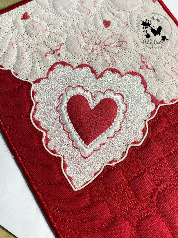 Image of Custom Quilted Vintage Keepsake Postcard- Vintage Handkerchief Valentine Card #2
