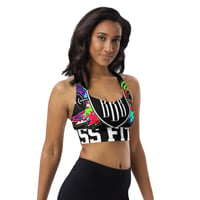 Image 3 of BOSSFITTED Black and Colorful Longline Sports Bra