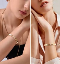 Image 2 of Her Signature, 14K Gold LOVe. Bangle Bracelet for women by Y. Cashay