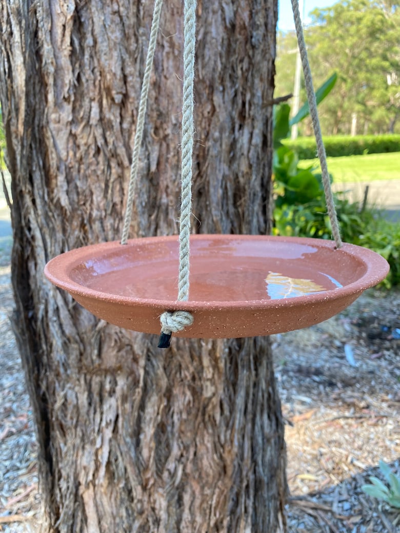 Image of Clear glazed bird feeder/bath (e)