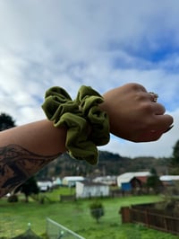 Image 2 of Green Velvet Ribbed Scrunchie