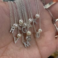 Image 1 of initial and pearl necklace
