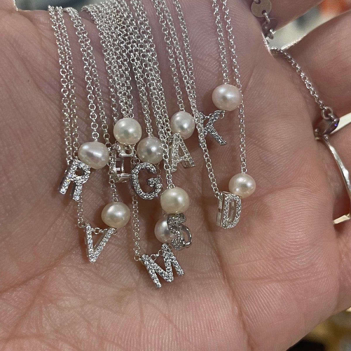 Image of initial and pearl necklace