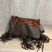 Image 8 of Genuine Leather custom leopard Hyde and LV boho bag 