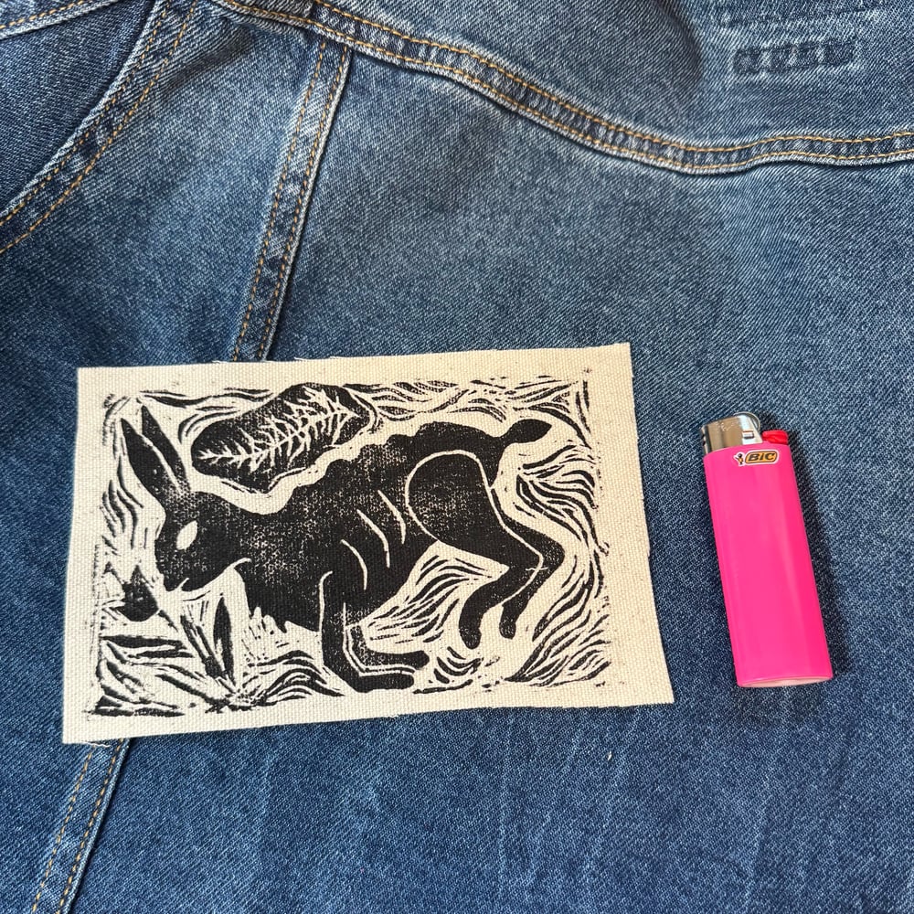 Image of Rabbit in Repose Canvas Patch (Raw Edge, Sew-On)