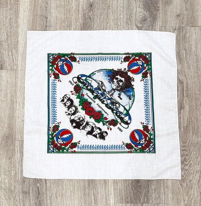 Grateful Dead 1985 20th Anniversary 22” Bandana