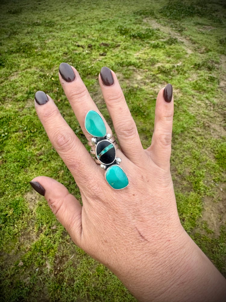 Image of Blackjack & Nila Turquoise Ring - Adjustable