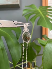 Image 2 of Silver Moss Agate Oval Crystal Necklace