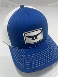 Blue/ White W/ Embroidery Patch Richardson Trucker