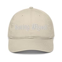 Image 3 of SAVING MYSELF White Embroidered Logo Organic Cotton Dad Hat (Unisex)