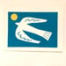 Image of White Bird and Sun handmade print