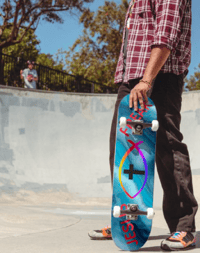 Image 4 of 7 3/4" Skateboard ( JESUS FREAK WITH FISH AND CROSS ON BLUE)