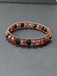 Image 1 of Black Tourmaline | Silver Sheen Obsidian | Strawberry Quartz - Root Chakra Bracelet
