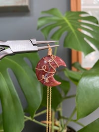 Image 3 of Red Jasper Gold Moon  Necklace