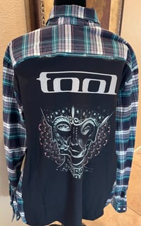 Vintage Blue/Gray/White Flannel  Shirt Tool