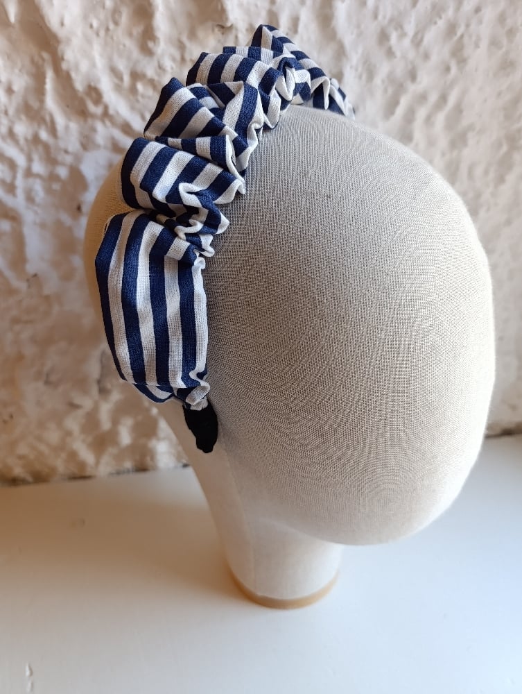 Image of Cerchietto Corolla a righe bianco/blu