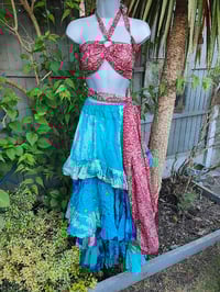 Image 2 of Wanderlust maxi skirt / bandeau dress -blue with flashes of purple pink 8-16 uk