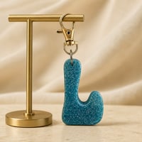 Image 5 of Blue Glitter Letter Keychain • Personalized Resin Charm