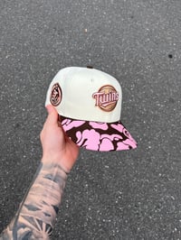Image 4 of PINK BRIM MULTI TONE MINNESOTA TWINS CUSTOM FITTED CAP