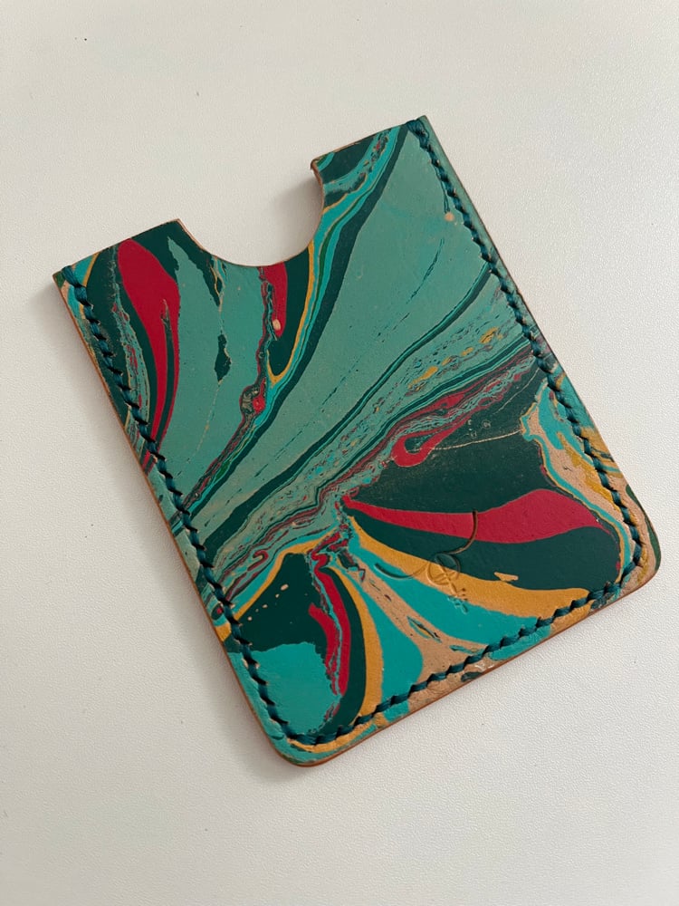 Image of Marbled Cardholder (Teal/Red)