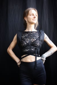 Image 3 of TYRA wrapped Blouse, black lace