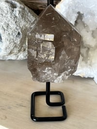 Image 20 of Golden Rutile Smoky Quartz Natural Point On Stand #2664