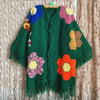 Fringed Flower Garden Granny Sweater