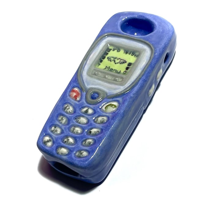 Cool Blue Ceramic Phone Pipe