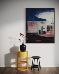 Image 5 of Painting / maleri / "Charlottenlund – Malerdrømme og tankestreger – Benzinstation" / 120x150 cm