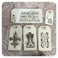 Image 6 of handmade hand stamped french style luggage tags