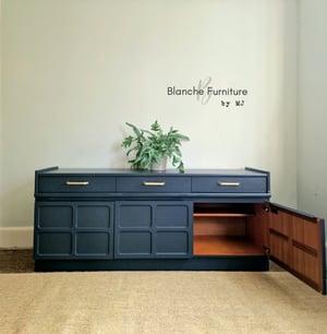 Image of Large Dark Grey Nathan Sideboard with Brushed Brass Handles