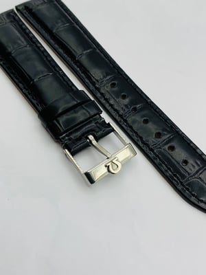 Image of 20mm CROC PADDED MENS LEATHER STRAP FOR OMEGA WATCH.BLACK.TOP QUALITY.HEAVY DUTY.VINTAGE BUCKLE